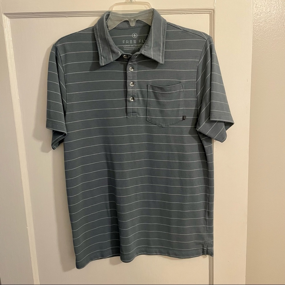 Free Fly Striped Men’s Pocket Polo - Picture 2 of 2